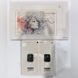 Android 14 10.1” Tablet + 2 Smart Watches P68 Fitness Tracker Set New Sealed 🎁